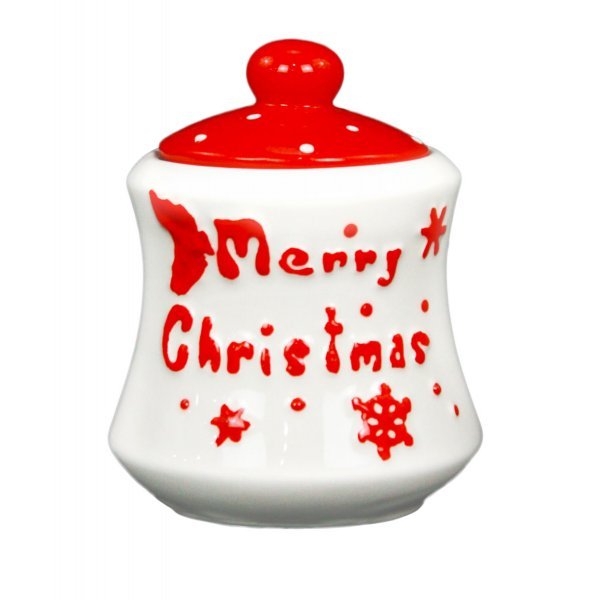 Χριστουγεννιάτικη Κεραμική Μπισκοτιέρα "Merry Christmas" (12cm)